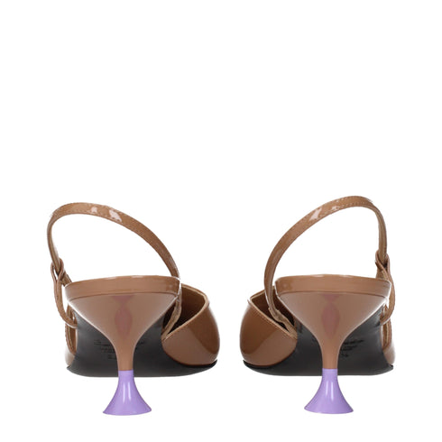 3Juin Brown Leather Mid Heel Pumps